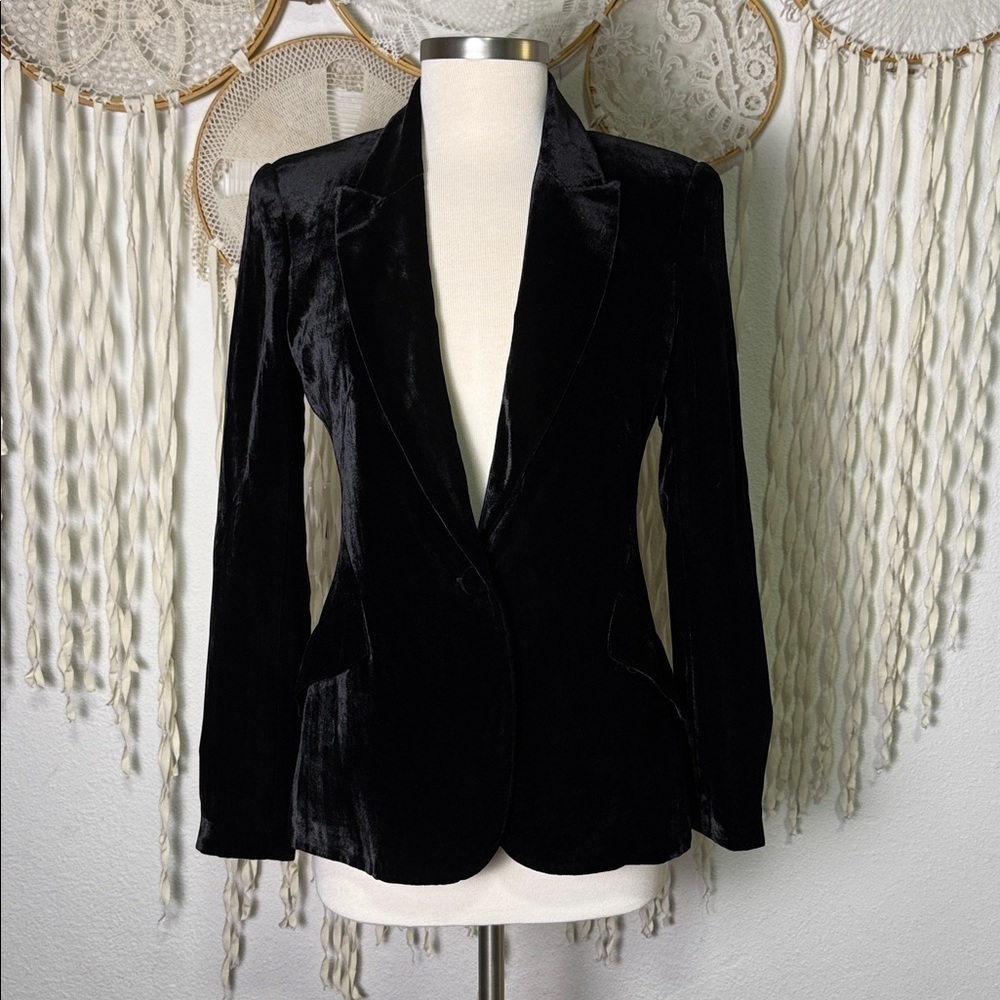 L'Agence Black Velvet Chamberlain Blazer Size 2 - Picture 7 of 14